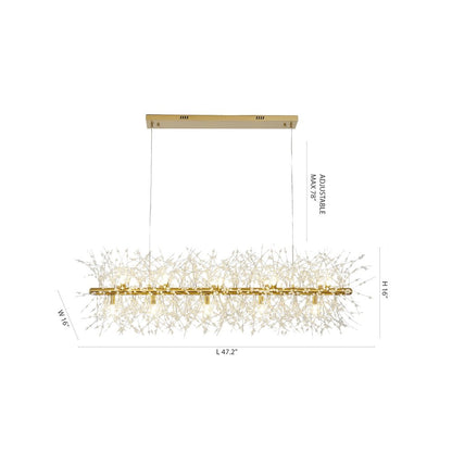 15-Light Brass Linear Chandelier With Clear Crystal Spike Accents