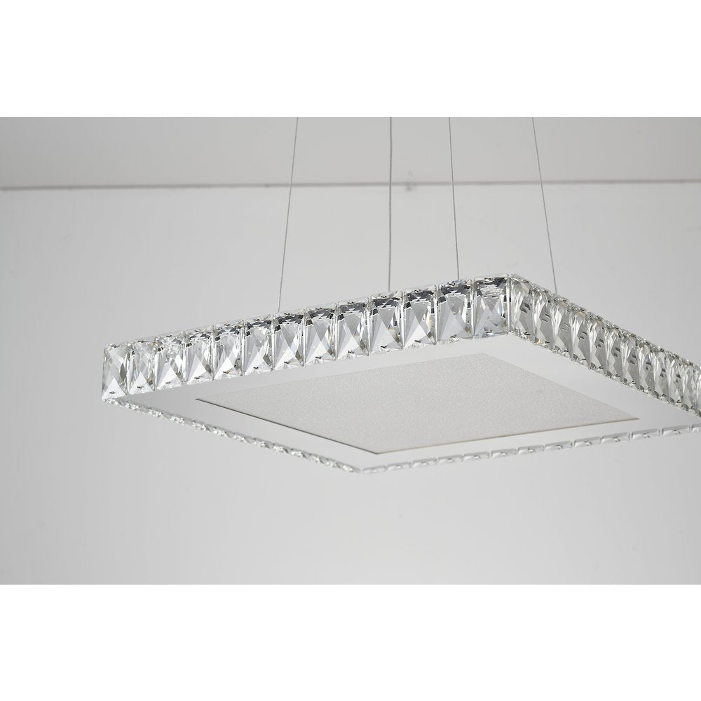 1-Light Chrome Dimmable LED Chandelier With Clear Crystals And A Diffuser
