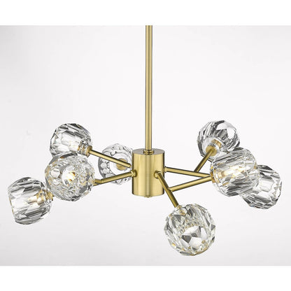 8-Light Gold Chandelier With Clear Crystal Shades