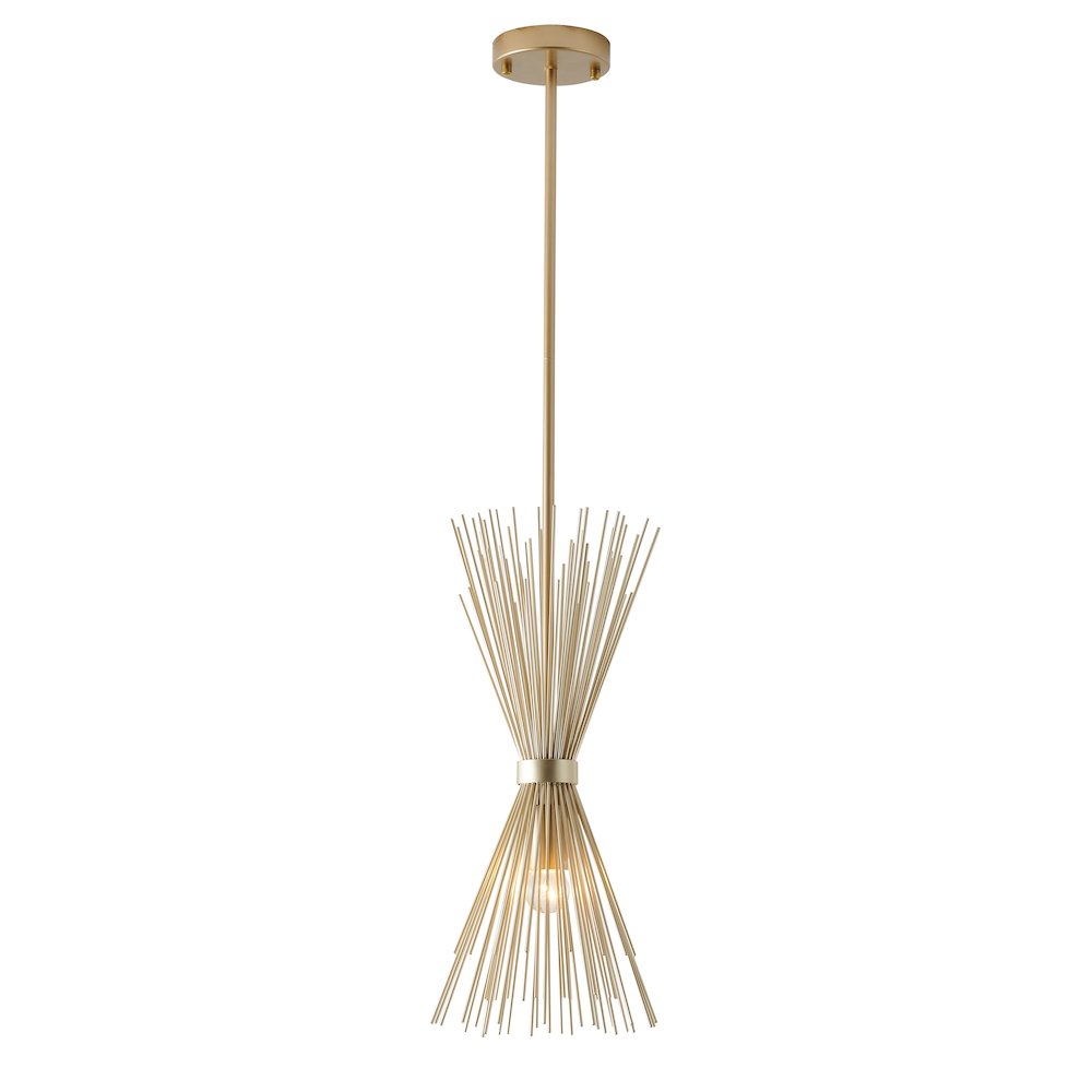 1-Light Gold Iron Pendant With A Spiked Cone Shade