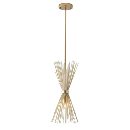 1-Light Gold Iron Pendant With A Spiked Cone Shade