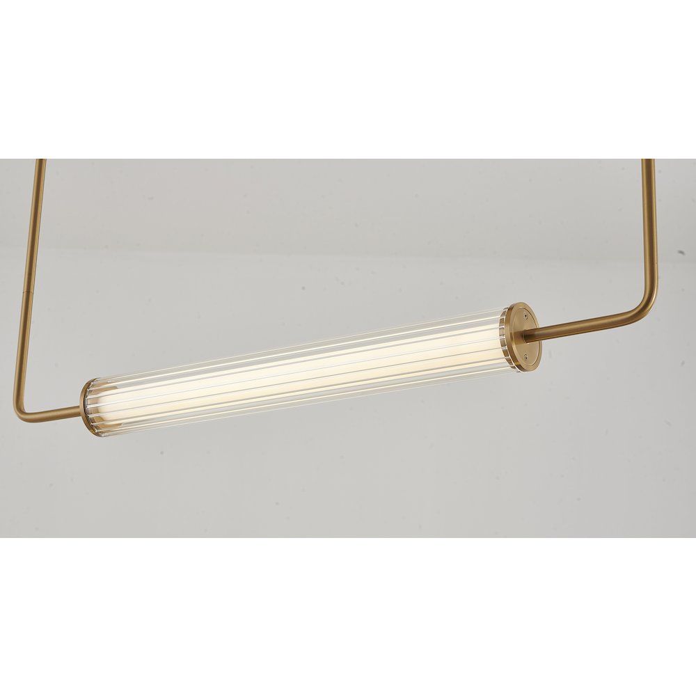 2-Light Brass LED Chandelier With Clear And White Glass Cylinder Shades