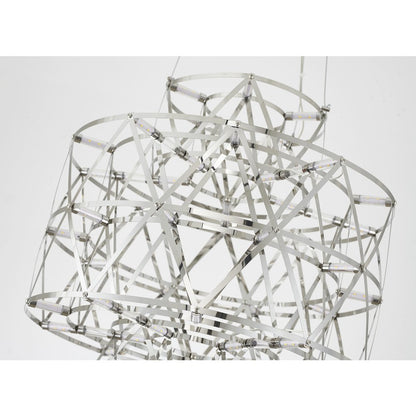 40-Light Dimmable Chrome Stainless Steel LED Chandelier in a 3-Tier Design