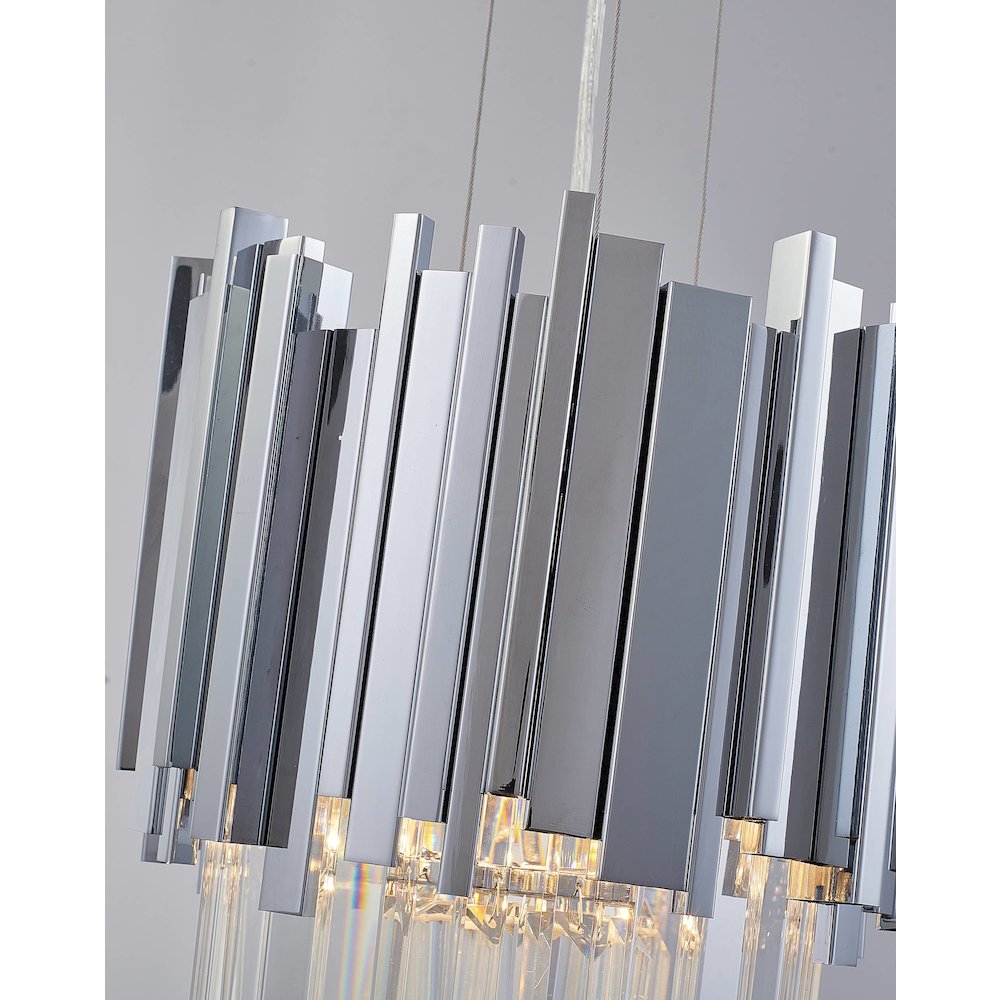 4-Light Chrome Stainless Steel Pendant With Clear Crystals