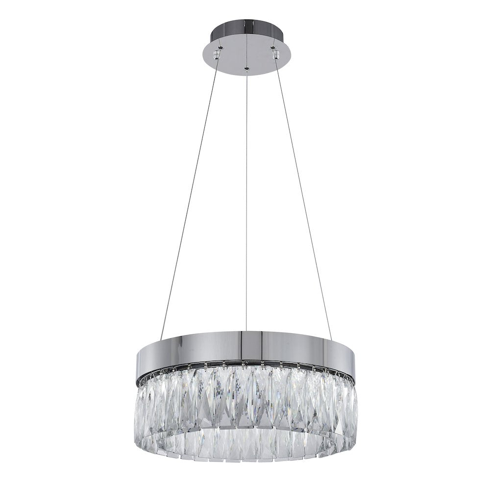 1-Light Chrome LED Chandelier With Clear Crystal Accents