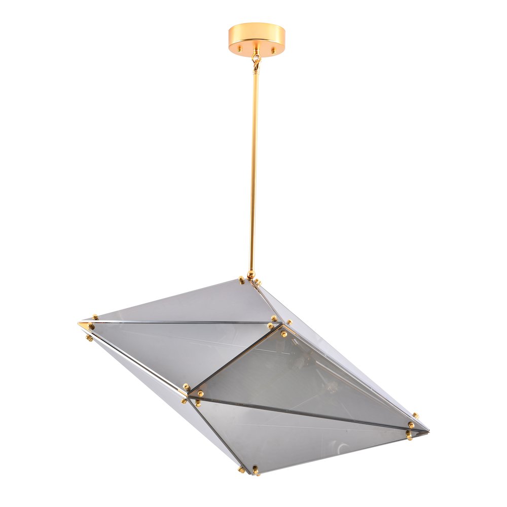 9-Light Gold Chandelier With A Smoke Glass shade