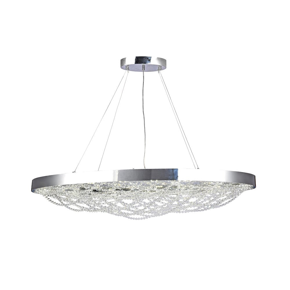 24-Light Chrome Dimmable LED Chandelier With Clear Crystal Beading