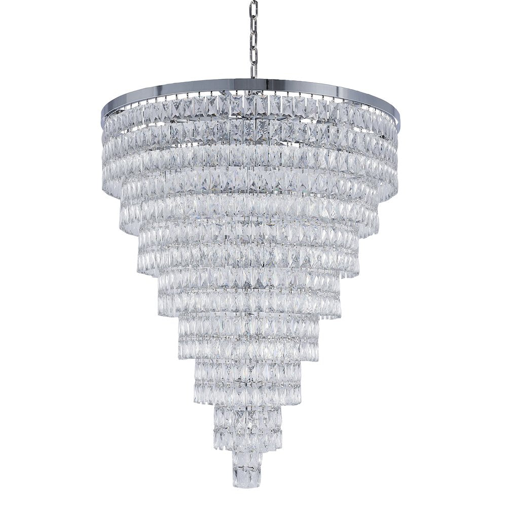 30-Light Chrome Chandelier With Clear Crystals