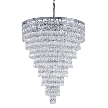 30-Light Chrome Chandelier With Clear Crystals