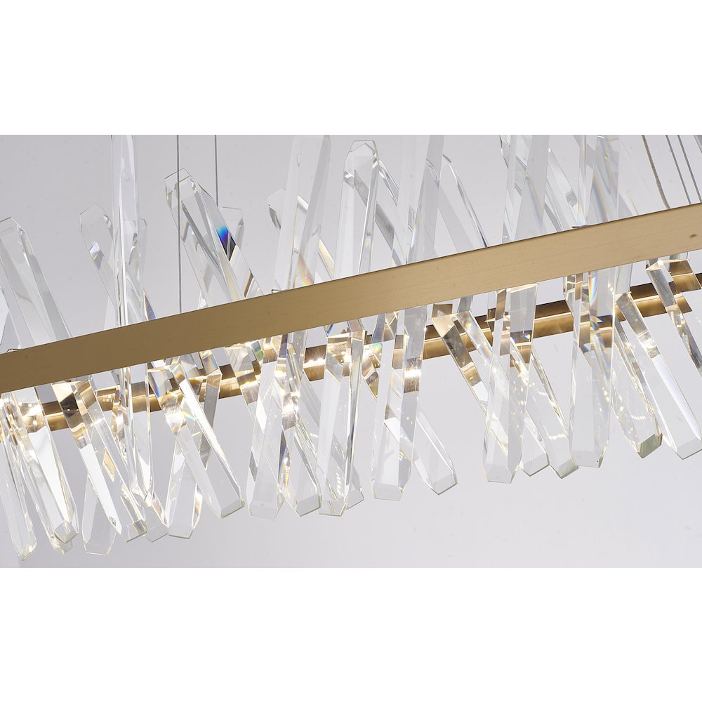 4-Light Gold LED Chandelier With Clear Crystal Accents