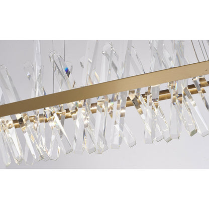 4-Light Gold LED Chandelier With Clear Crystal Accents