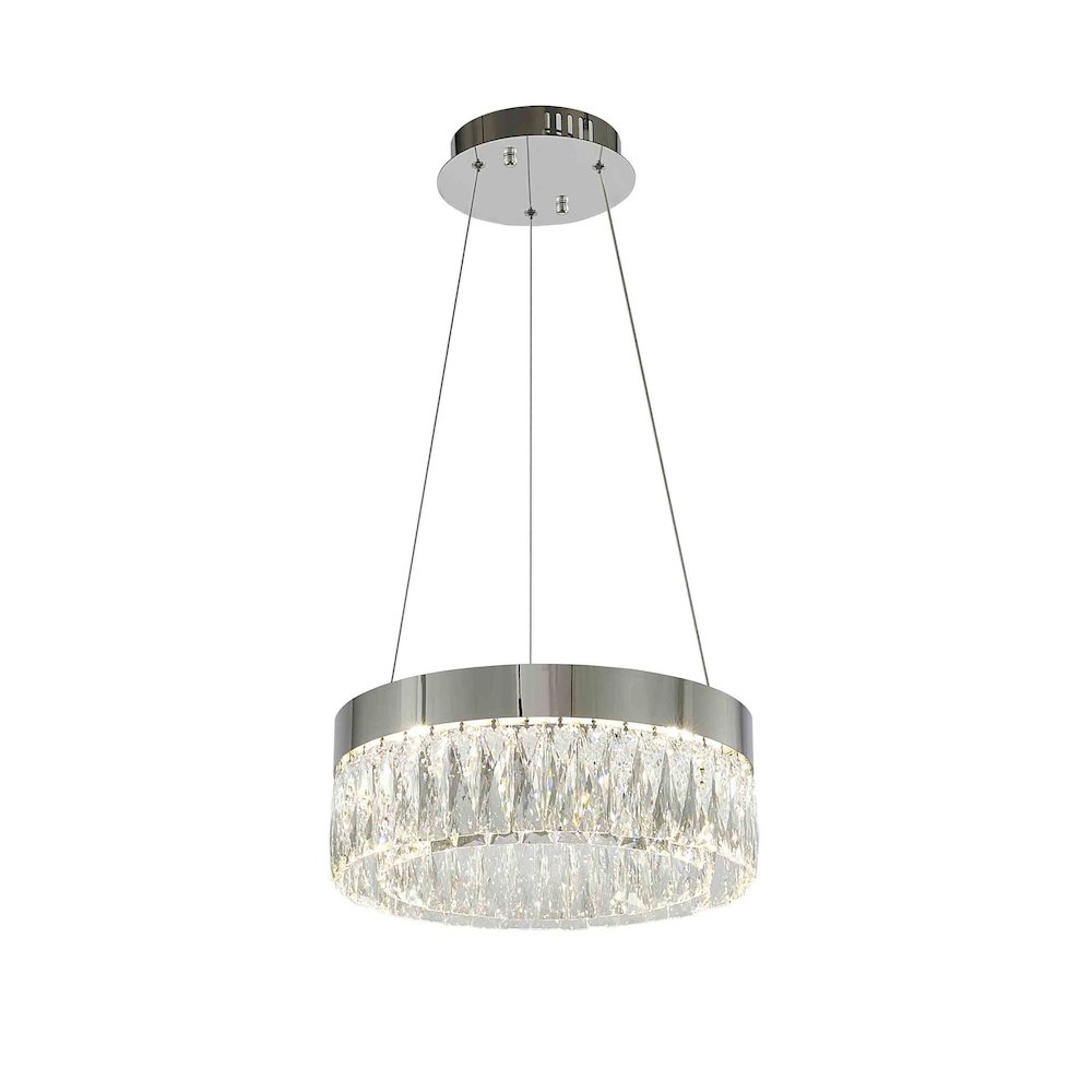 1-Light Chrome LED Chandelier With Clear Crystal Accents