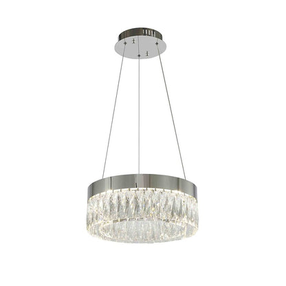 1-Light Chrome LED Chandelier With Clear Crystal Accents