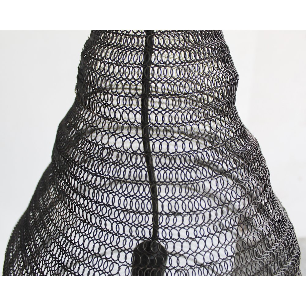 1-Light Satin Black Pendant With A Chain Basket Shade