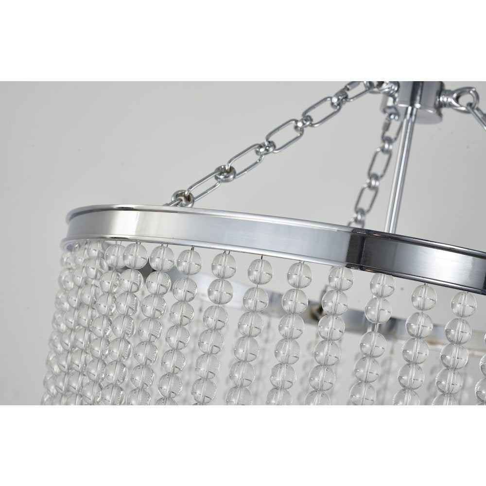 6-Light Chrome Chandelier With Clear Beaded hanging Glass