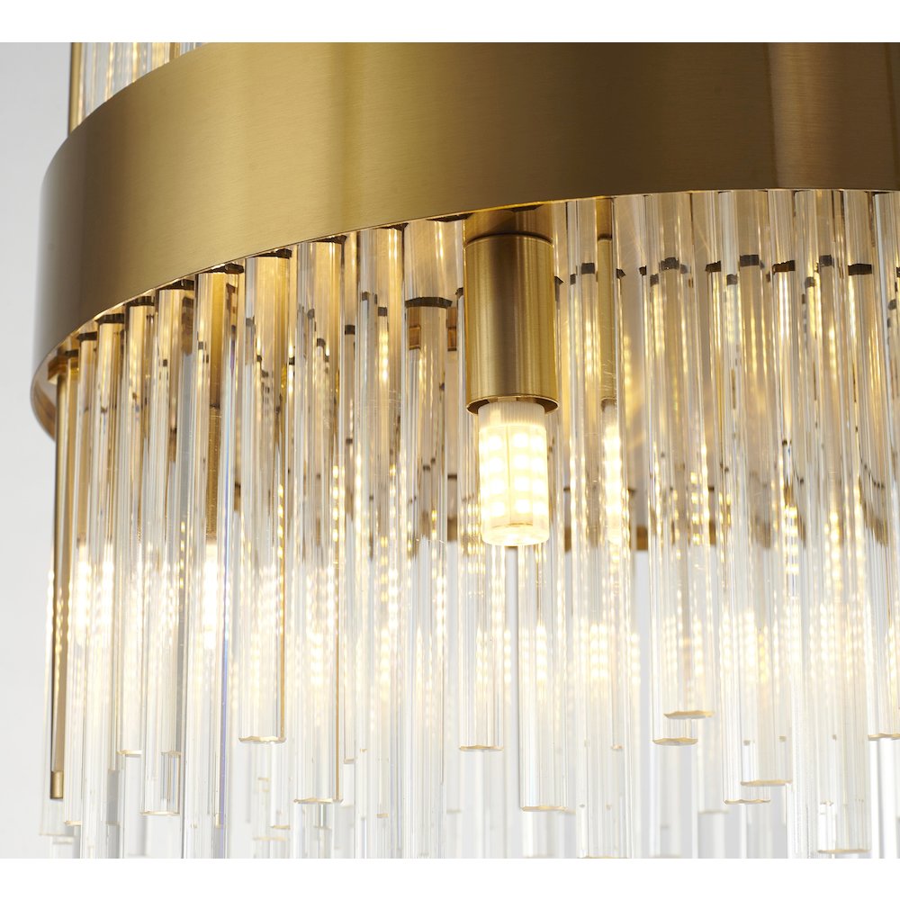 10-Light Gold Chandelier With Clear Glass Rods