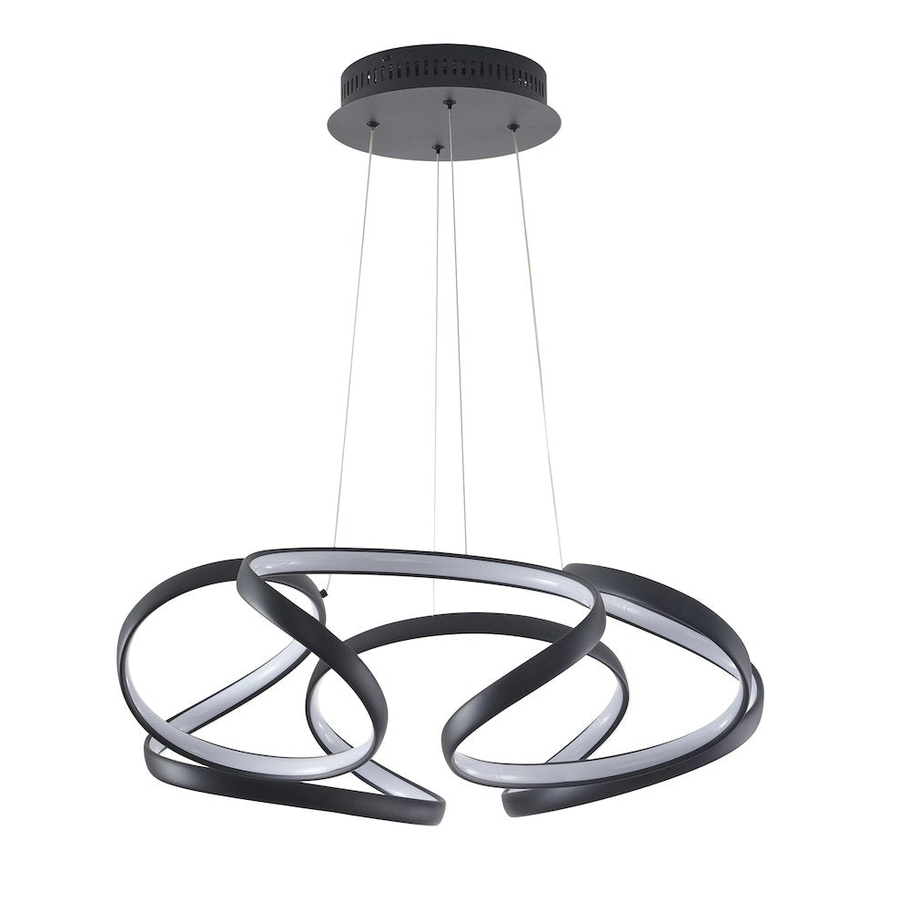 5-Light Matte Black LED Chandelier With White Acrylic Diffusers