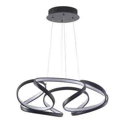 5-Light Matte Black LED Chandelier With White Acrylic Diffusers