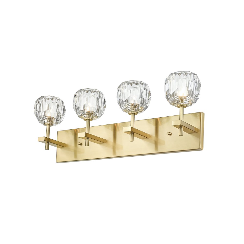 4-Light Gold Wall Sconce With Clear Crystal Shades