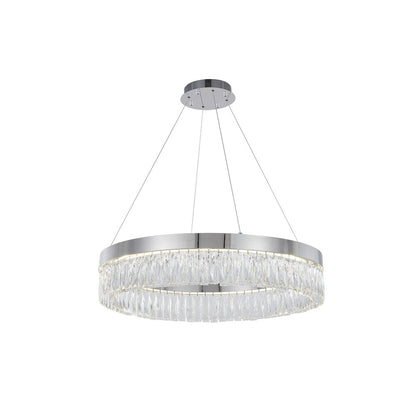 1-Light Chrome LED Chandelier With Clear Crystal Accents