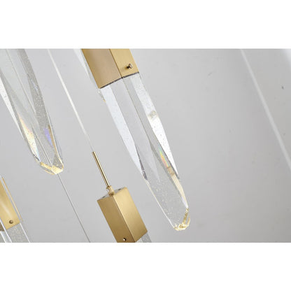 15-Light Gold Chandelier With A Clear iceberg bubble Crystal
