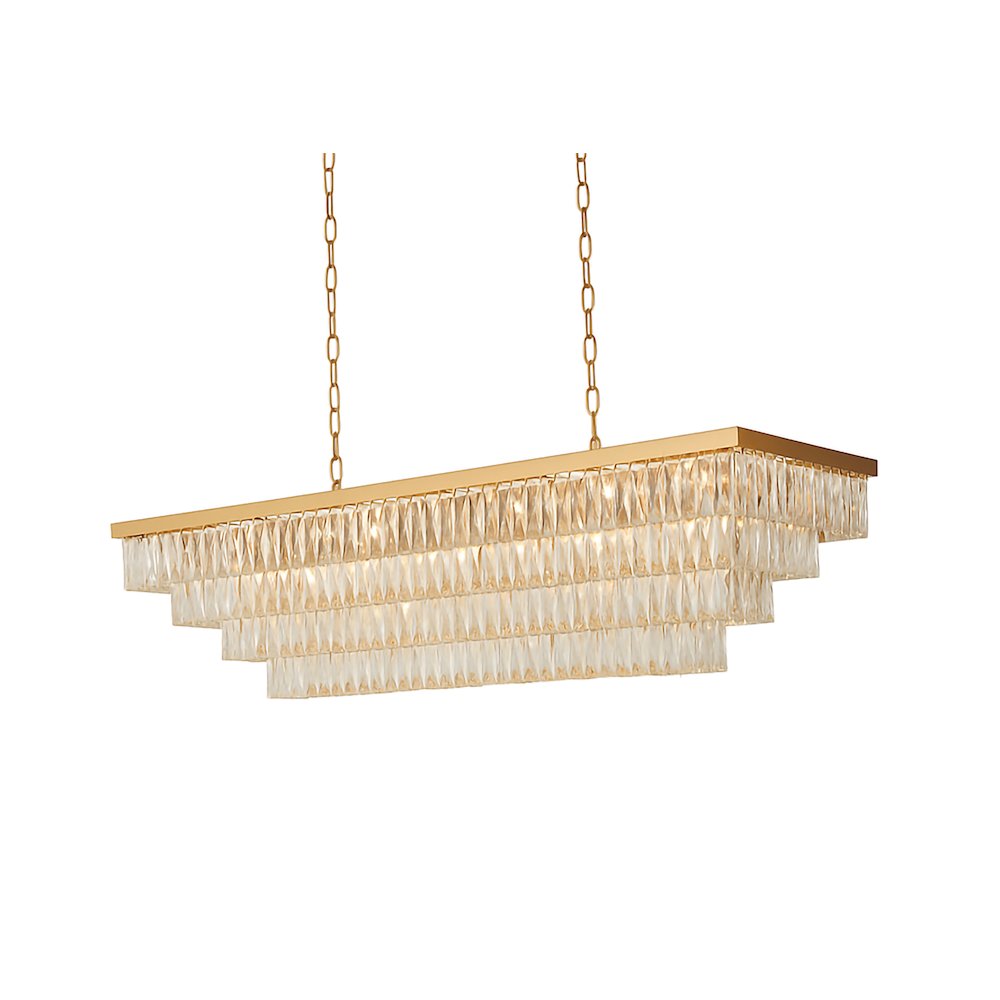 17-Light 4-Tier Gold Chandelier With Clear Crystals