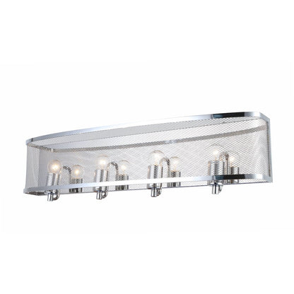 4-Light Chrome Wall Sconce With A Metal Mesh Shade