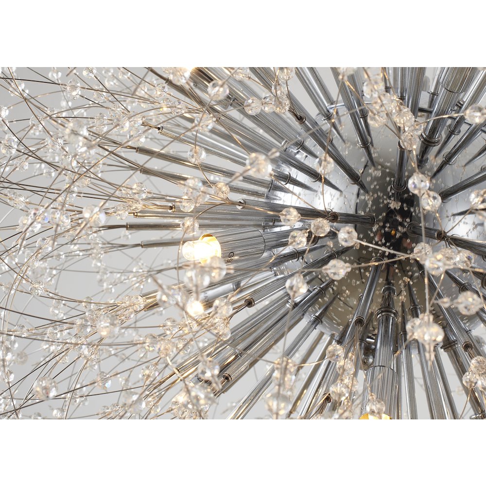 16-Light Chrome Stainless Steel Chandelier With Clear Crystal Accents