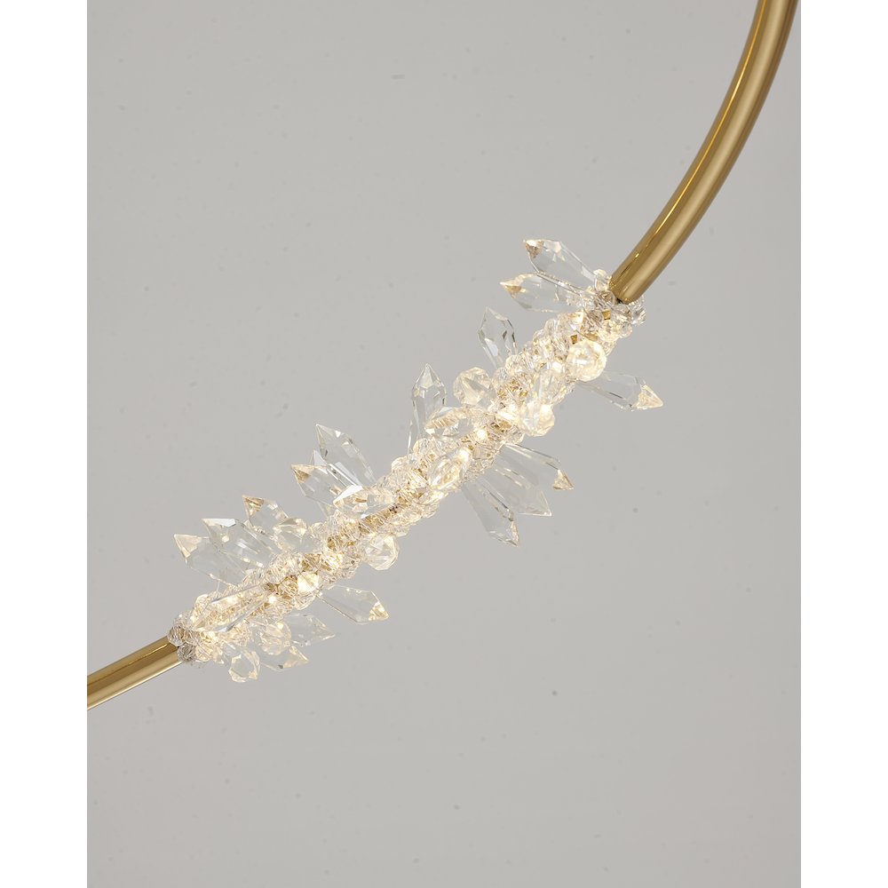9-Light Gold LED Chandelier With Clear Crystal Details