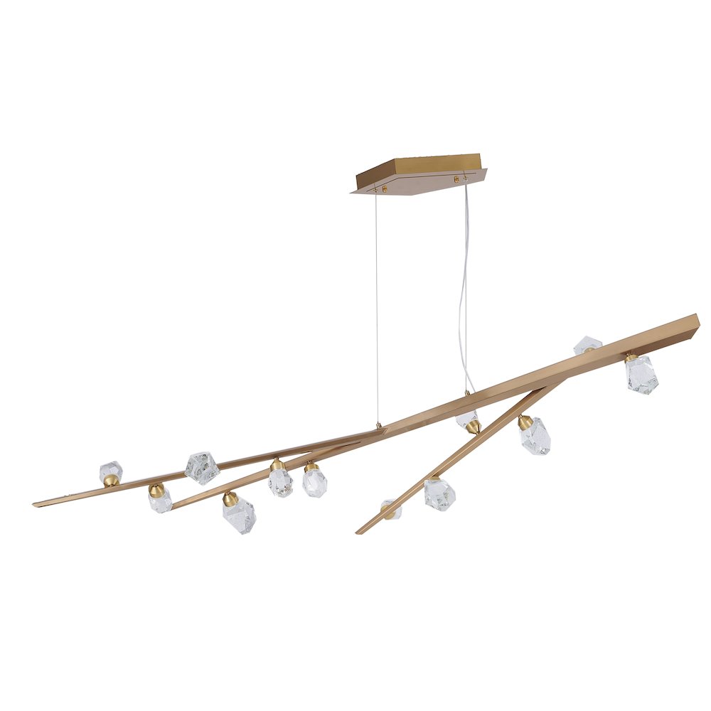 12-Light Gold LED Chandelier With Clear Bubble Crystals