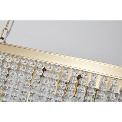 6-Light Gold Oval Chandelier With Clear Beaded hanging Crystals