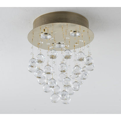 3-Light Gold Flush Mount With Clear Crystals