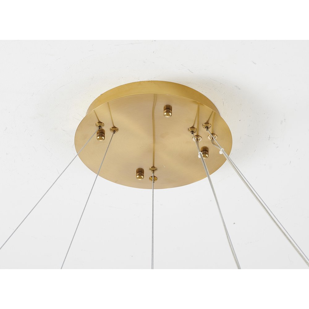 2-Light Gold Steel LED Chandelier With Crystals
