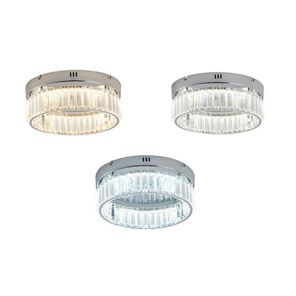 1-Light Chrome Dimmable LED Flush Mount With Clear Crystals