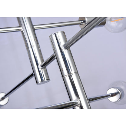 4-Light Chrome Pipe Arm Chandelier