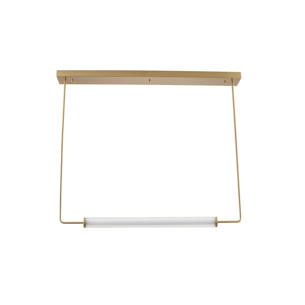 1-Light Brass LED Chandelier With A Clear And White Glass Cylinder Shade