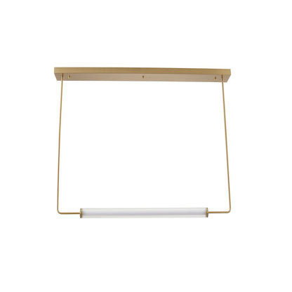 1-Light Brass LED Chandelier With A Clear And White Glass Cylinder Shade