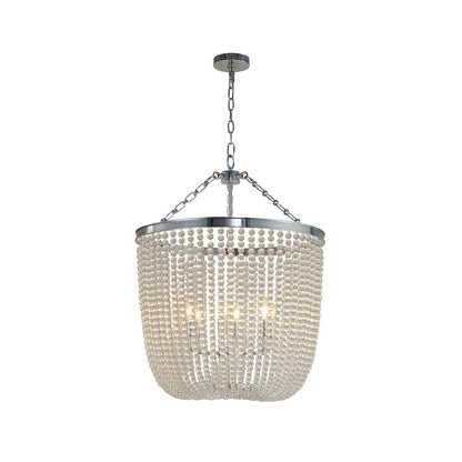 6-Light Chrome Chandelier With Clear Beaded hanging Glass