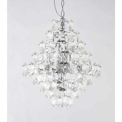 12-Light Chrome Chandelier With Clear Crystals
