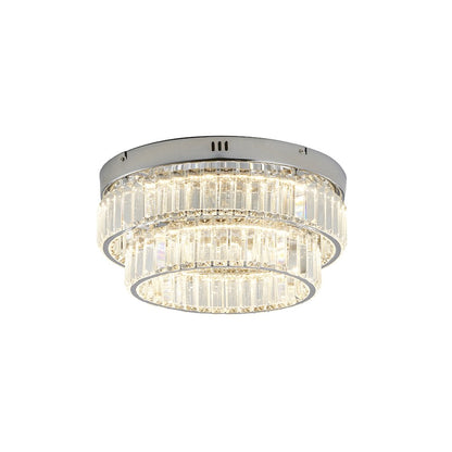 2-Light Chrome Dimmable LED Flush Mount With Clear Crystals