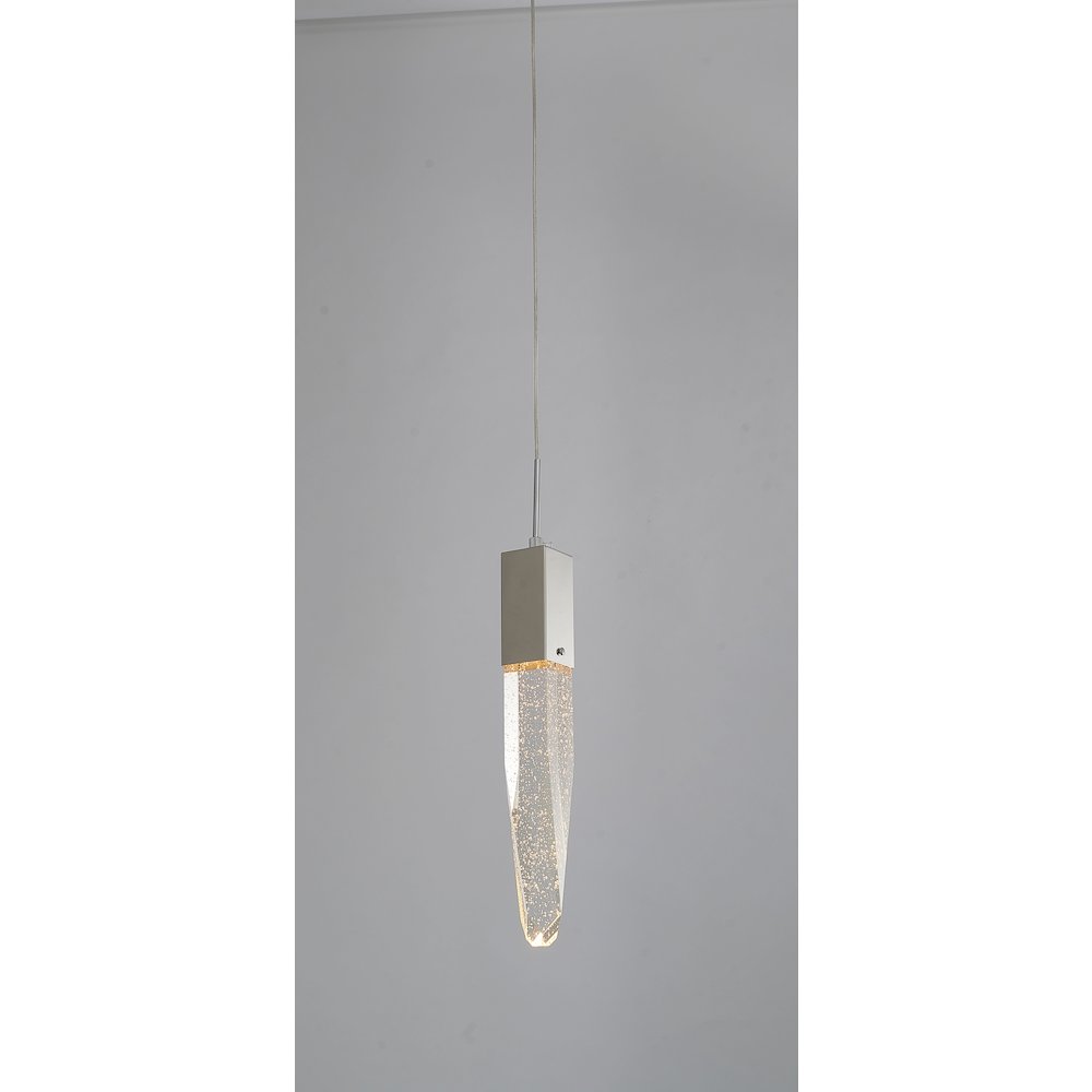 1-Light Chrome Single Pendant With A Clear iceberg bubble Crystal