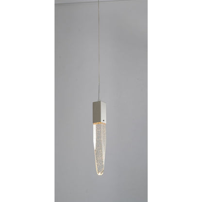 1-Light Chrome Single Pendant With A Clear iceberg bubble Crystal
