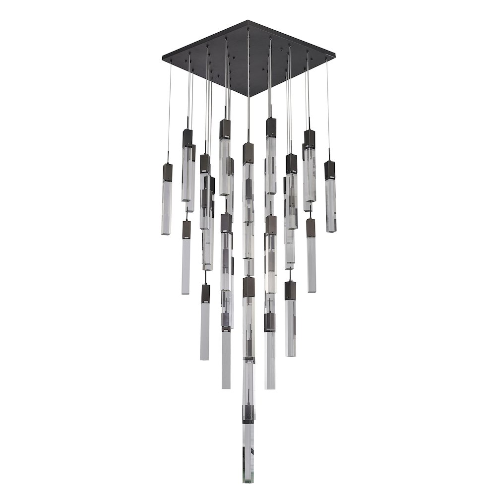 41-Light Matte Black Chandelier With A Clear Crystal