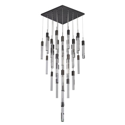 41-Light Matte Black Chandelier With A Clear Crystal