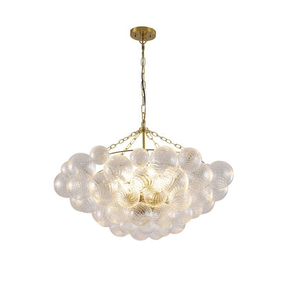 12-Light Brass Chandelier With Clear Swirl Glass Accents