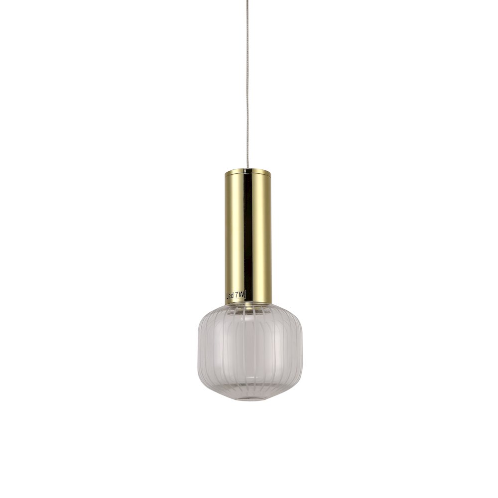1-Light Gold LED Pendant With A Clear Glass Shade