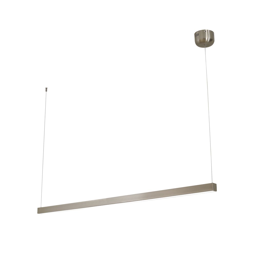 1-Light Satin Nickel LED Chandelier With A White Acrylic Diffuser