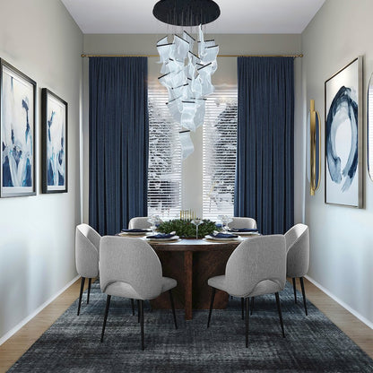 24-Light Satin Black Chandelier With Acrylic Crumbled Sheet Pendants