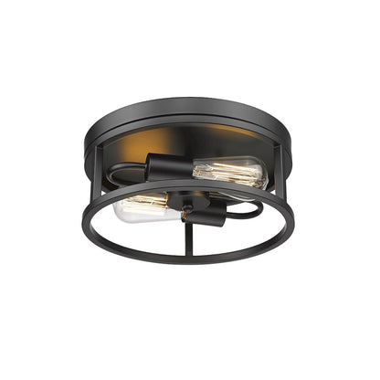 2-Light Black Metal Flush Mount