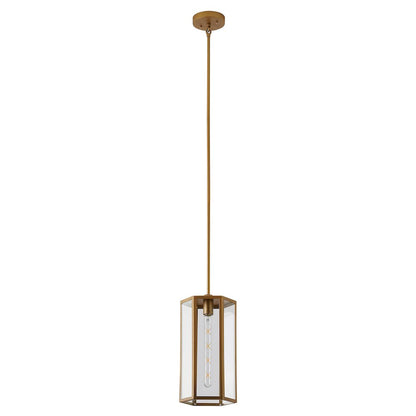 1-Light Brass Outdoor Pendant With A Clear Glass Shade